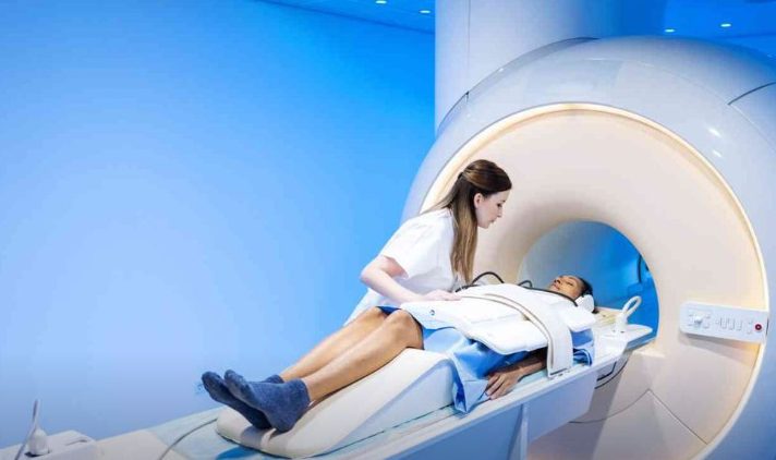 Patient entering an MRI scanner